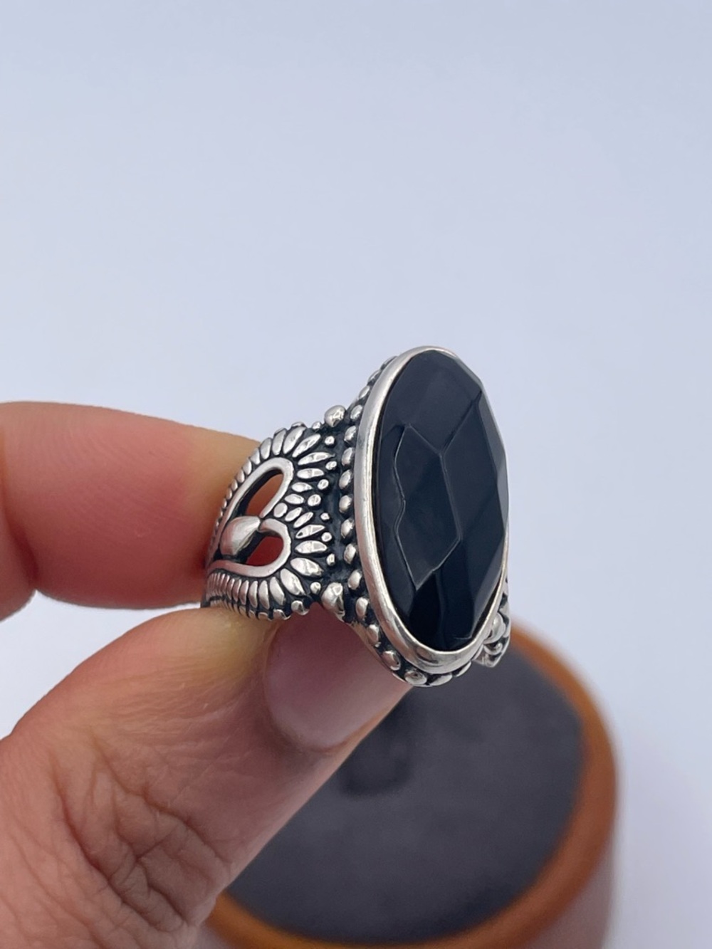 Carolyn Pollack Relios 925 Sterling Silver Onyx Statement Ring Southwestern - Picture 4 of 10